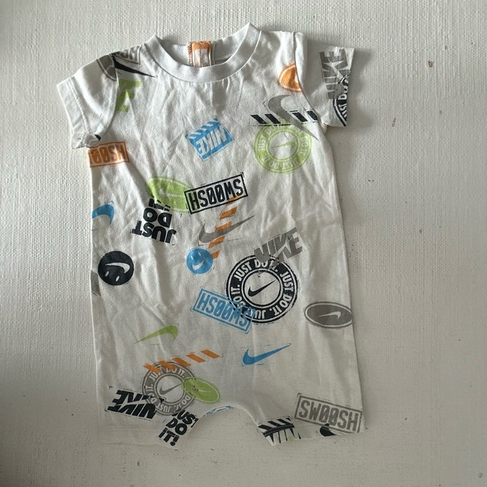 Nike White Romper with Colorful Graphic Print